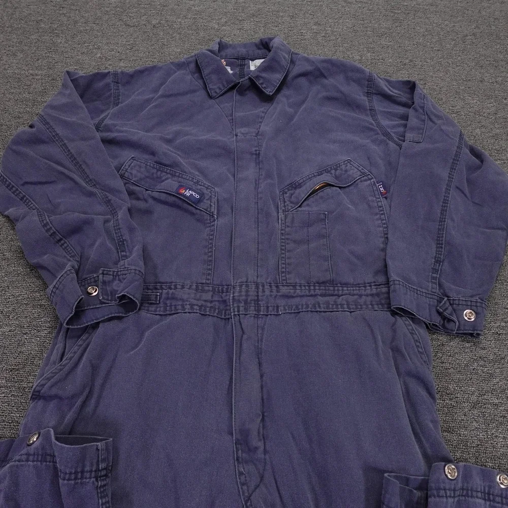 Lapco FR Coveralls Mens Large Regular Blue Cotton Twill Flame Resistant Workwear